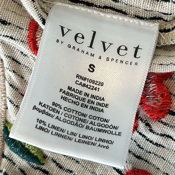 Velvet By Graham & Spencer Delfina Embroidered Striped Jacket Cotton/Linen Size - Picture 8 of 10